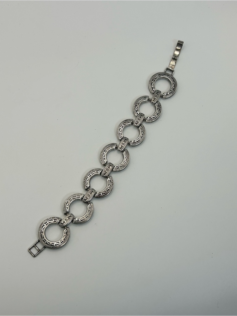Brighton Central Park Bracelet Silver Plated Round Link 8" Toggle - Picture 7 of 11